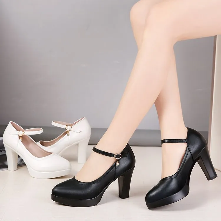 Women's High Heels Chunky Heel Waterproof Platform Spring And Autumn Versatile Professional Shoes