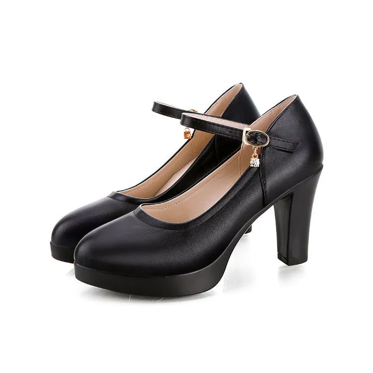 Women's High Heels Chunky Heel Waterproof Platform Spring And Autumn Versatile Professional Shoes