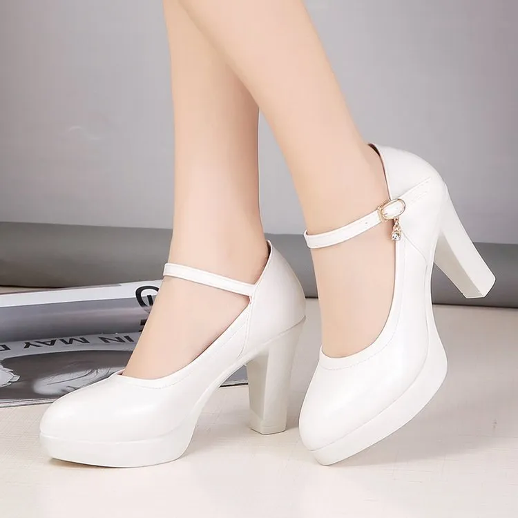 Women's High Heels Chunky Heel Waterproof Platform Spring And Autumn Versatile Professional Shoes